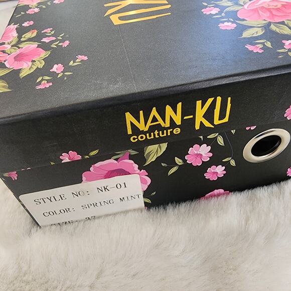 NEW Nan-Ku Couture Free People Cruise Studded Spring Mint Green High Top Sneaker - Picture 5 of 13